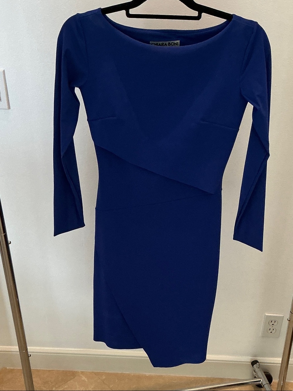 Chiara Boni Cobalt Blue Long Sleeve Sheath Dress